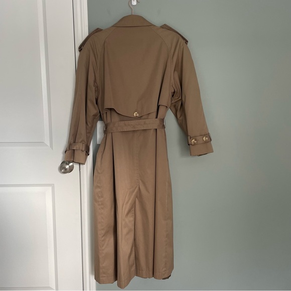 Vintage Brem Rainwear Classic Tan Lined Double Breasted Trench Coat Tie - Picture 8 of 16